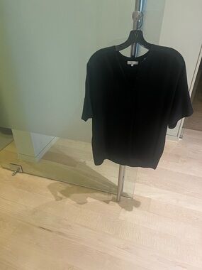 Black Short Sleeve V-Neck Top
Silk